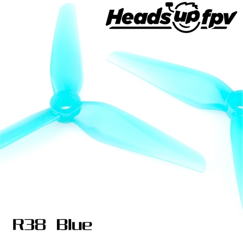 HQProp HeadsUp Racing 3-Bladed Prop R38 Blue (2CW+2CCW) Poly Carbonate Propeller Multi Rotor Parts For FPV Racing RC Drone