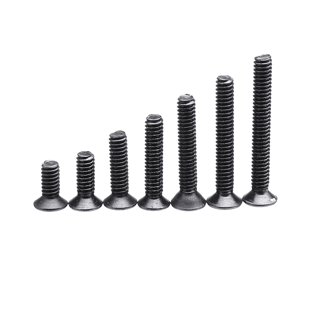 25Pcs M2 M2*5/6/8/10/12/14/16 10.9 Grade Black Carbon Steel Flat Head Hex Socket Screw