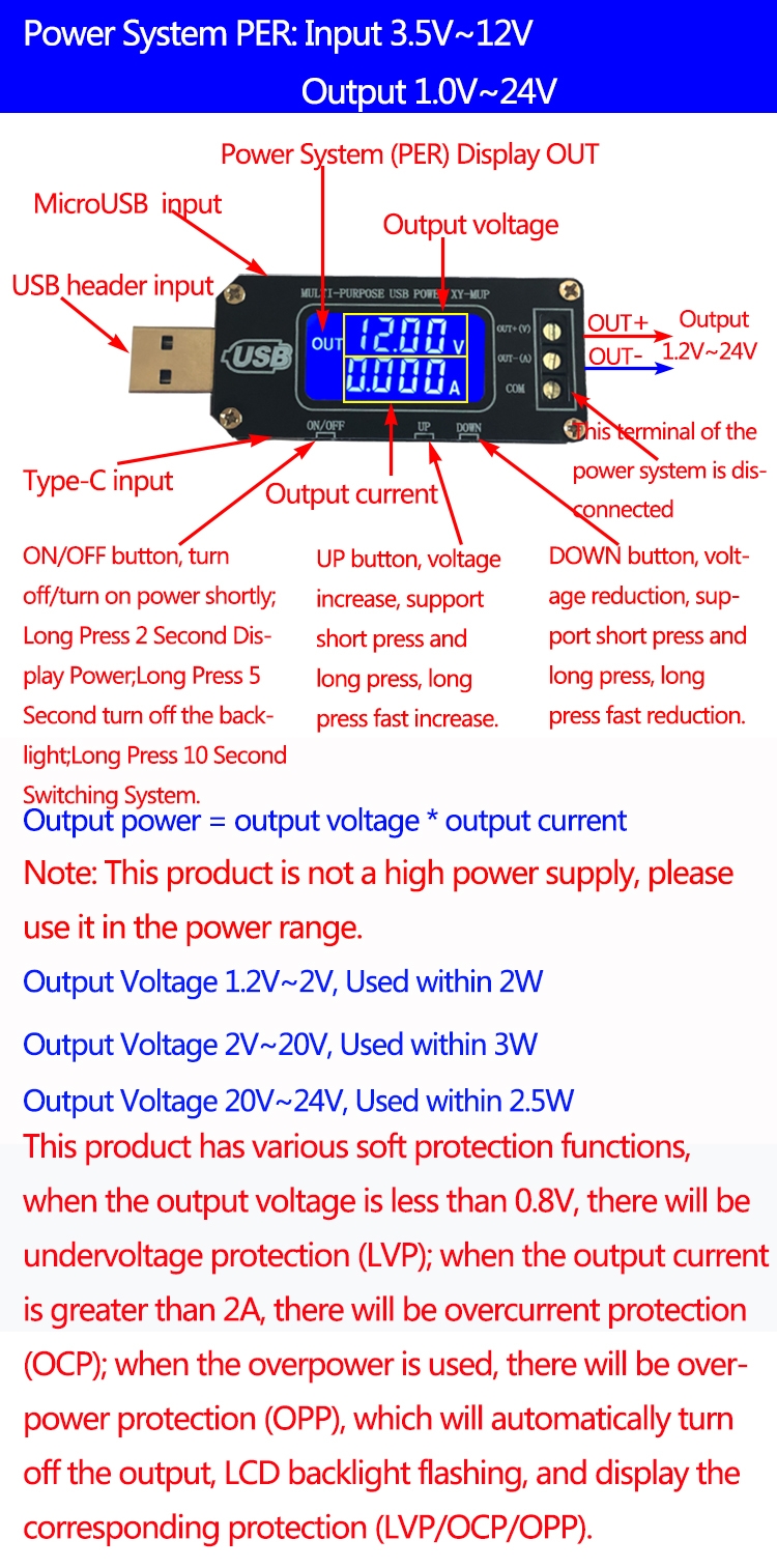 DC USB Step UP / Down 5V to 3.3V 9V 12V 24V Power Supply Module Adjustable Boost Buck Converter Voltage Regulators