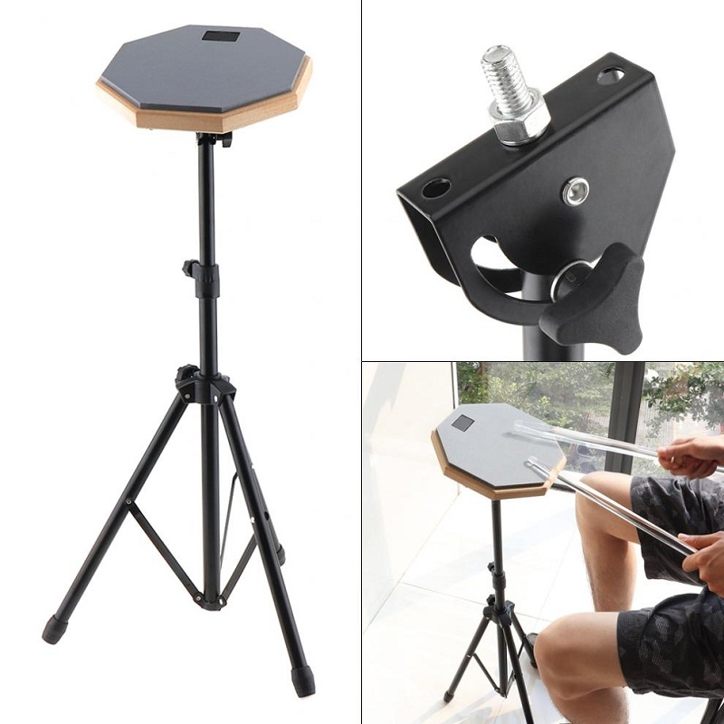8 Inch Rubber Wooden Dumb Drum Pad with Stand Bag for Percussion Instruments