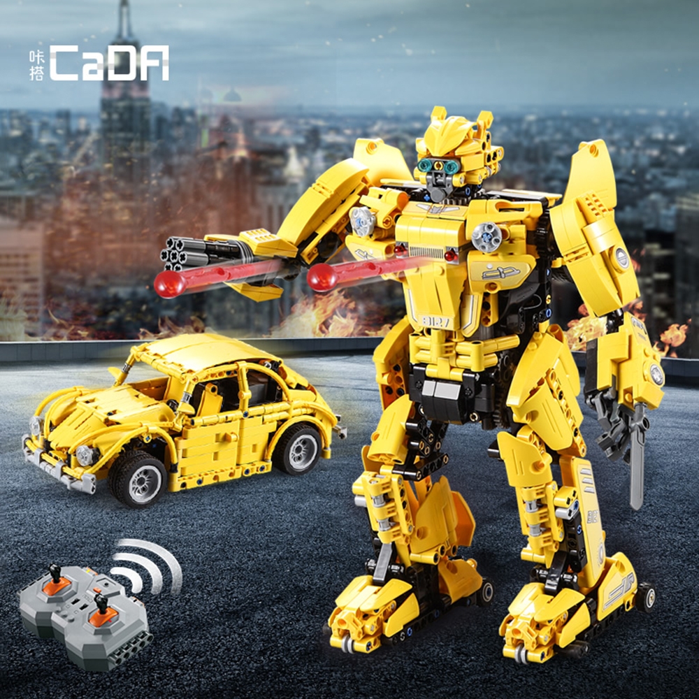 CaDA B127-BEEBOT 2 In 1 DIY 2.4G Smart RC Robot Block Building Shooting Assembled Robot Car Toy