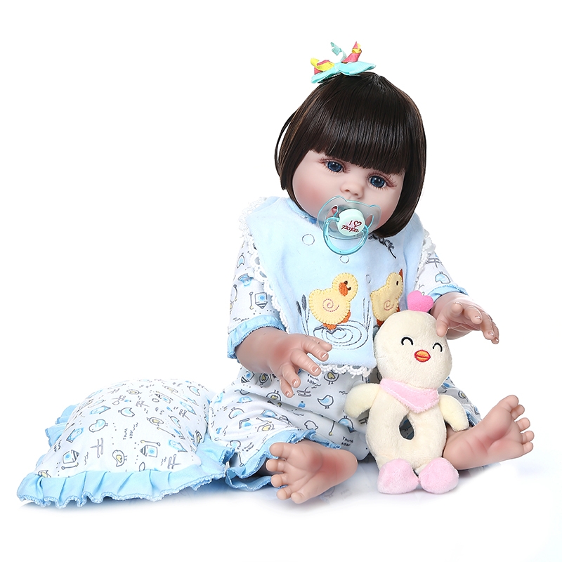 NPK 48CM Handmade Soft Silicone Lifelike Doll Full Body Flexible Cuddly Reborn Baby Doll