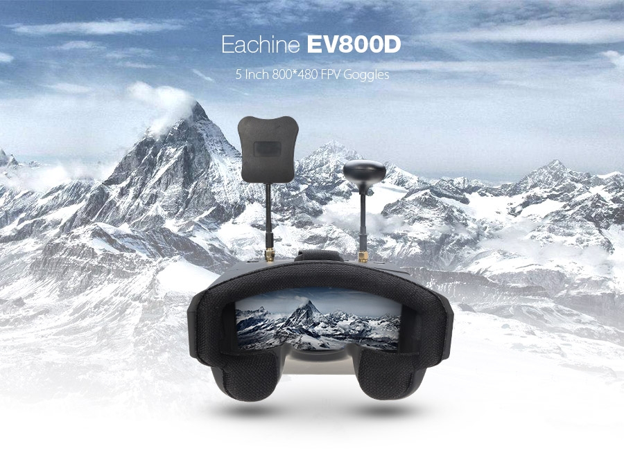 $82.99 for Eachine EV800D 5.8G 40CH Diversity FPV Goggles 5 Inch 800*480 Video Headset HD DVR Build in Battery