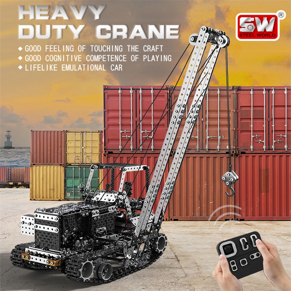 SWRC 010 2.4G 10CH 1745PCS 2Stainless Steel DIY RC Car Heavy Duty Crane Model Vehicles