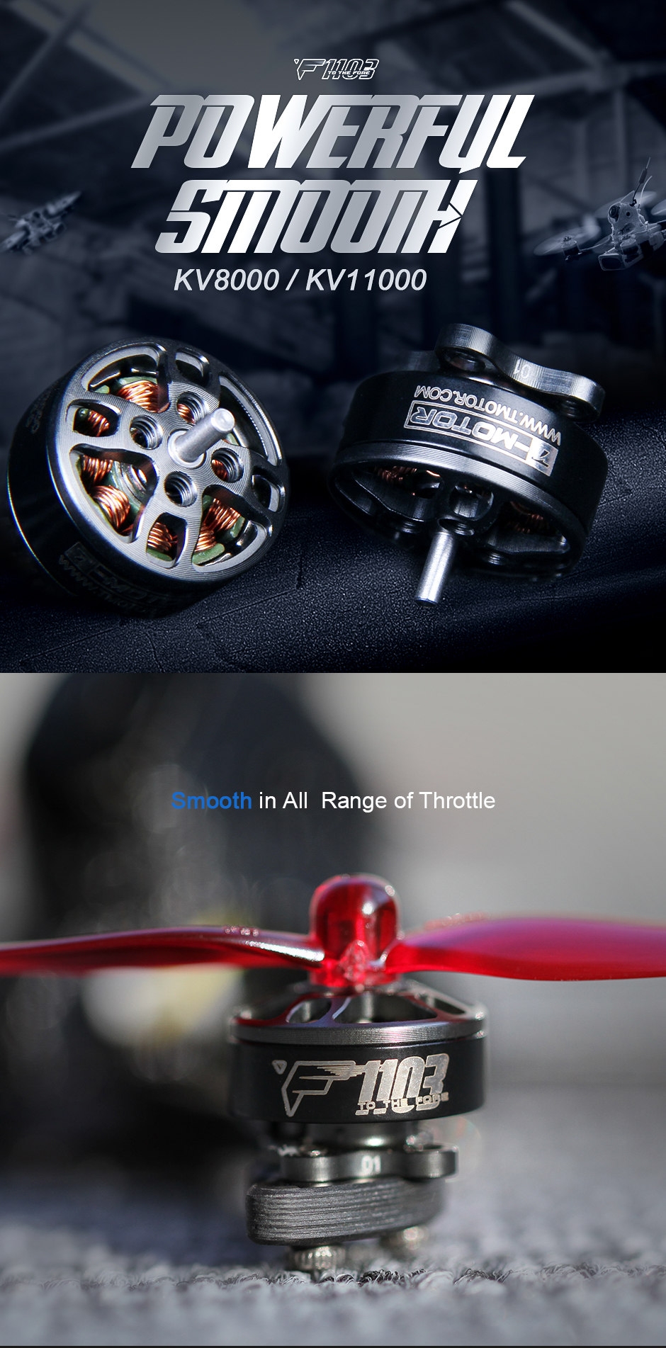 T-Motor F1103 1103 8000KV 11000KV 2-3S Brushless Motor for Toothpick RC Drone FPV Racing