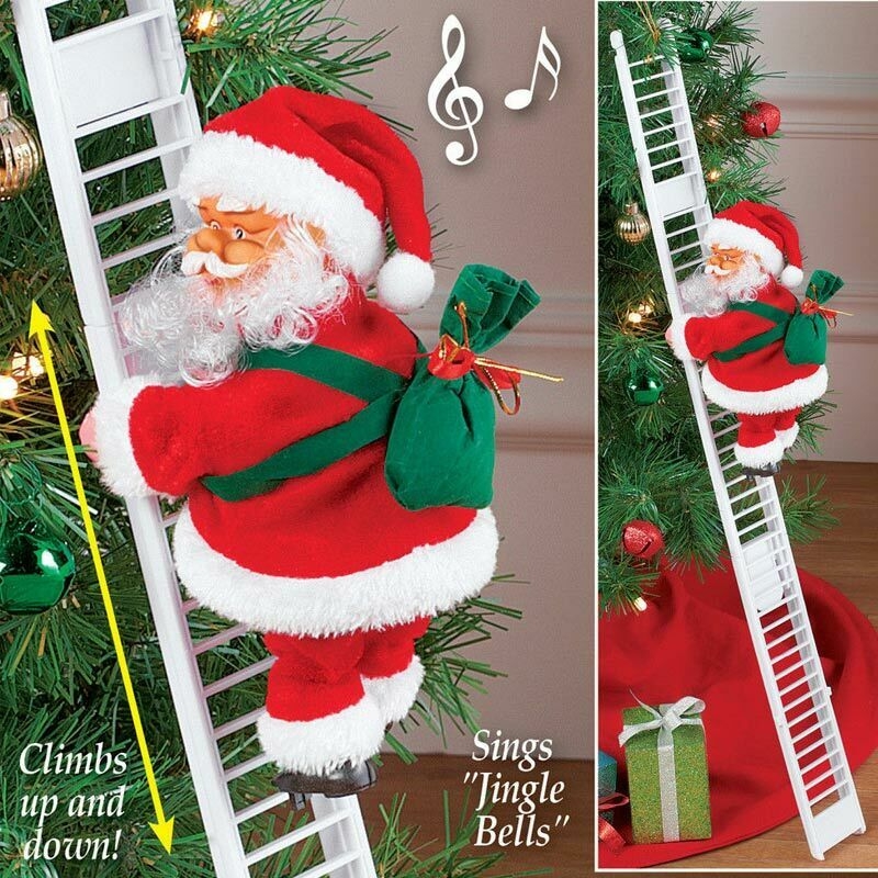Electric Climbing Ladder Santa Claus Christmas Figurine Ornament Gifts Decoration Toys