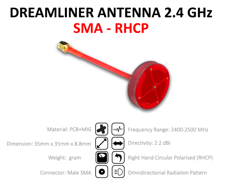 Furious FPV Dreamliner 2.4 GHz RHCP FPV Antenna SMA for FPV Racing RC Drone