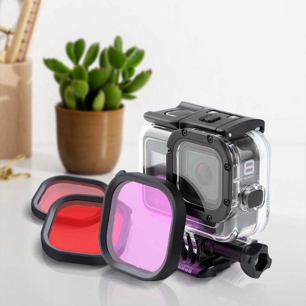 Diving Lens Filter Red / Pink / Purple For GoPro Hero 8 FPV Action Camera Compatible Original Waterproof Case