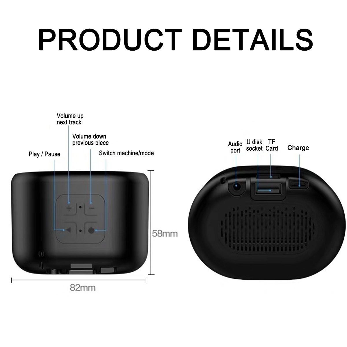 1200mAh HIFI Sound Quality Built-in Microphone TF Card Slot Bluetooth 5.0 Stereo Portable Wireless Speaker