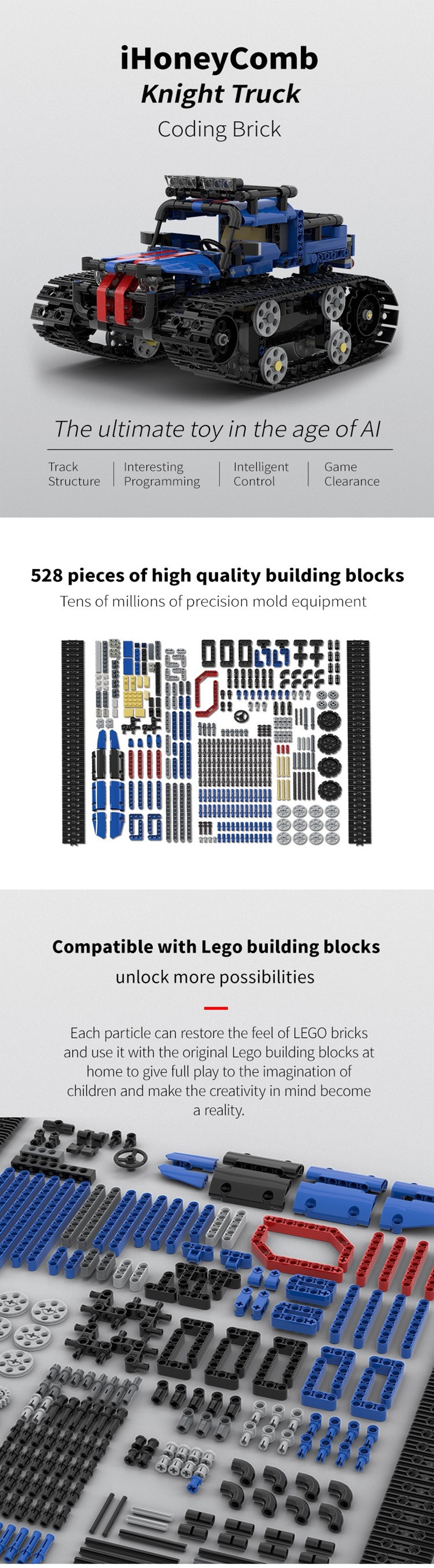 IHoneycomb DIY Smart RC Robot Truck Car Programmable Block Building APP Control Robot Toy Compatible LEGO