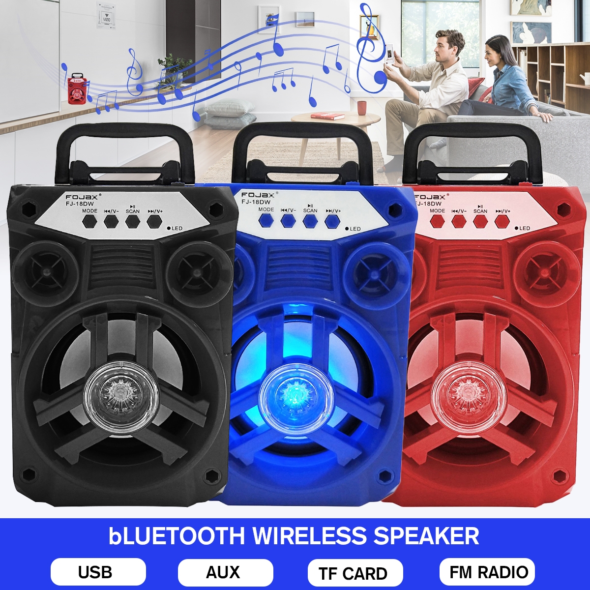 1200mAh Portable Wireless Bluetooth Speaker Outdoor Stereo Support U disk / TF Card / Aux / bluetooth / FM