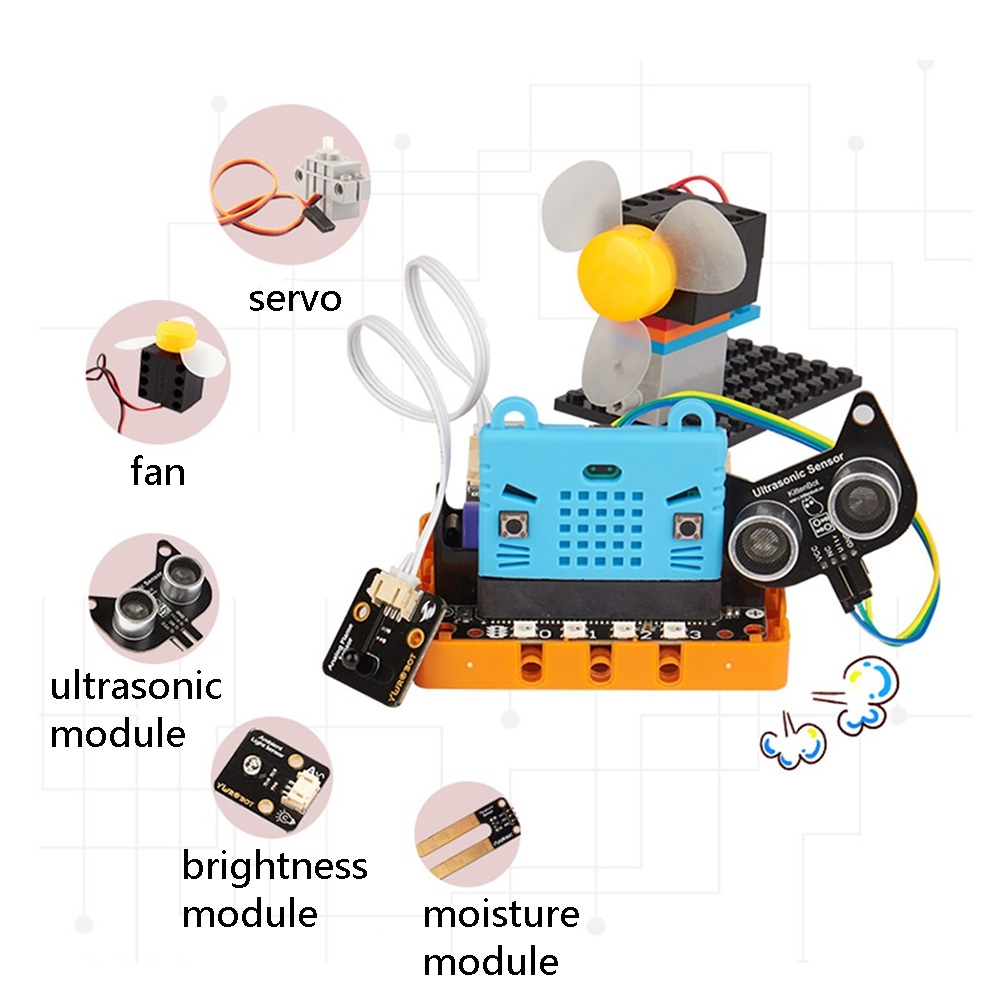 Kittenbot Micro:bit Kittenblock Makecode Graphic Program DIY Educational Robot Kit Compatible With LEGO