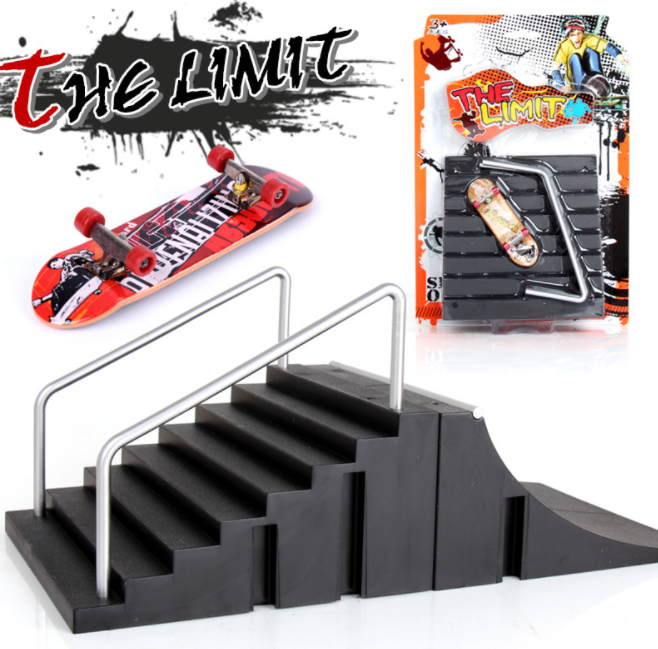 Black Finger Skateboard Scene Combination Set Alloy Bracket With Scooter Basic Version Decorations