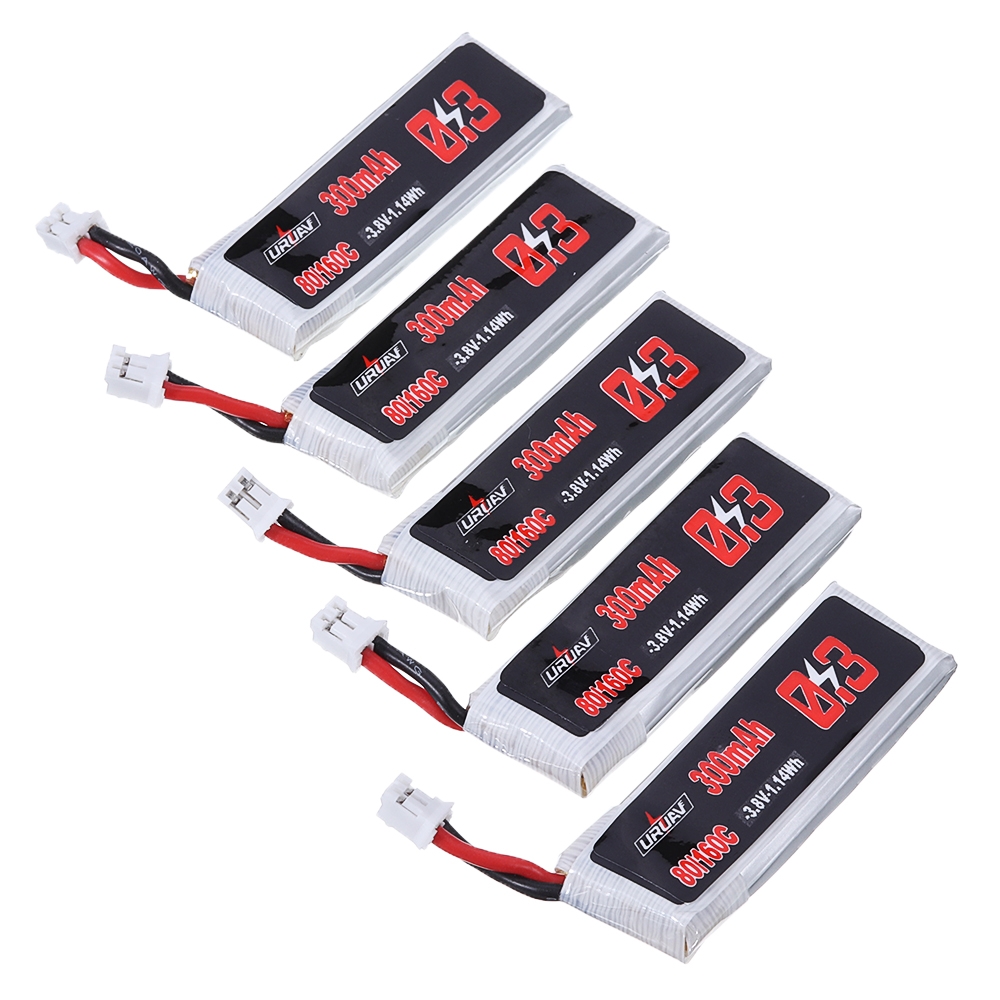 URUAV 3.8V 300mAh 80C/160C 1S Lipo Battery PH2.0 Plug for Eachine TRASHCAN