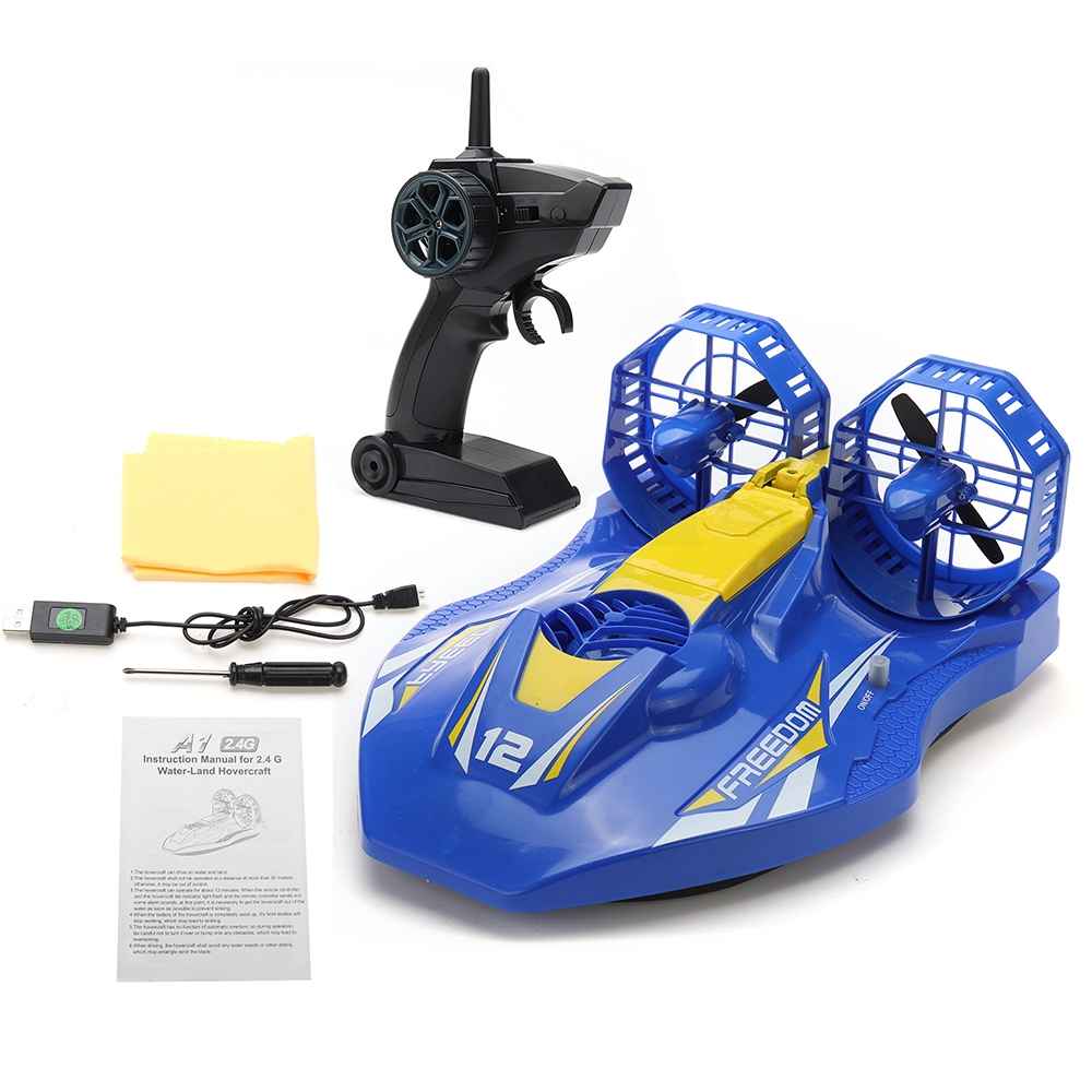 TKKJ A1 2.4G 4CH RC Twin-propeller Hovercraft EP Amphibious Boat with Double Motors RTR Model