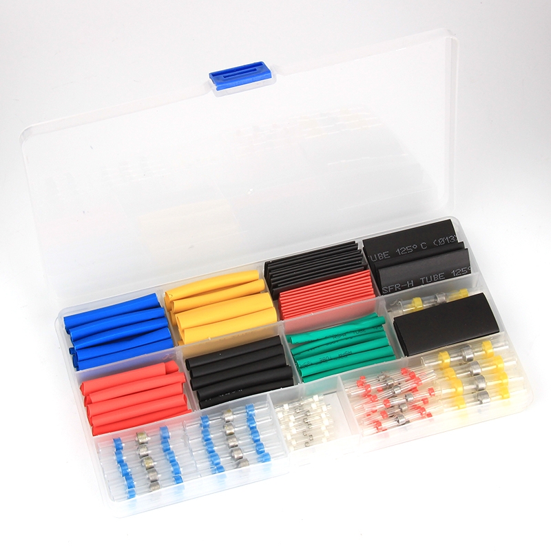 150Pcs in Total Boxed 80Pcs PE Heat Shrink Tube Insulating Sleeve+70Pcs Solder Tin Ring for ESC Wire