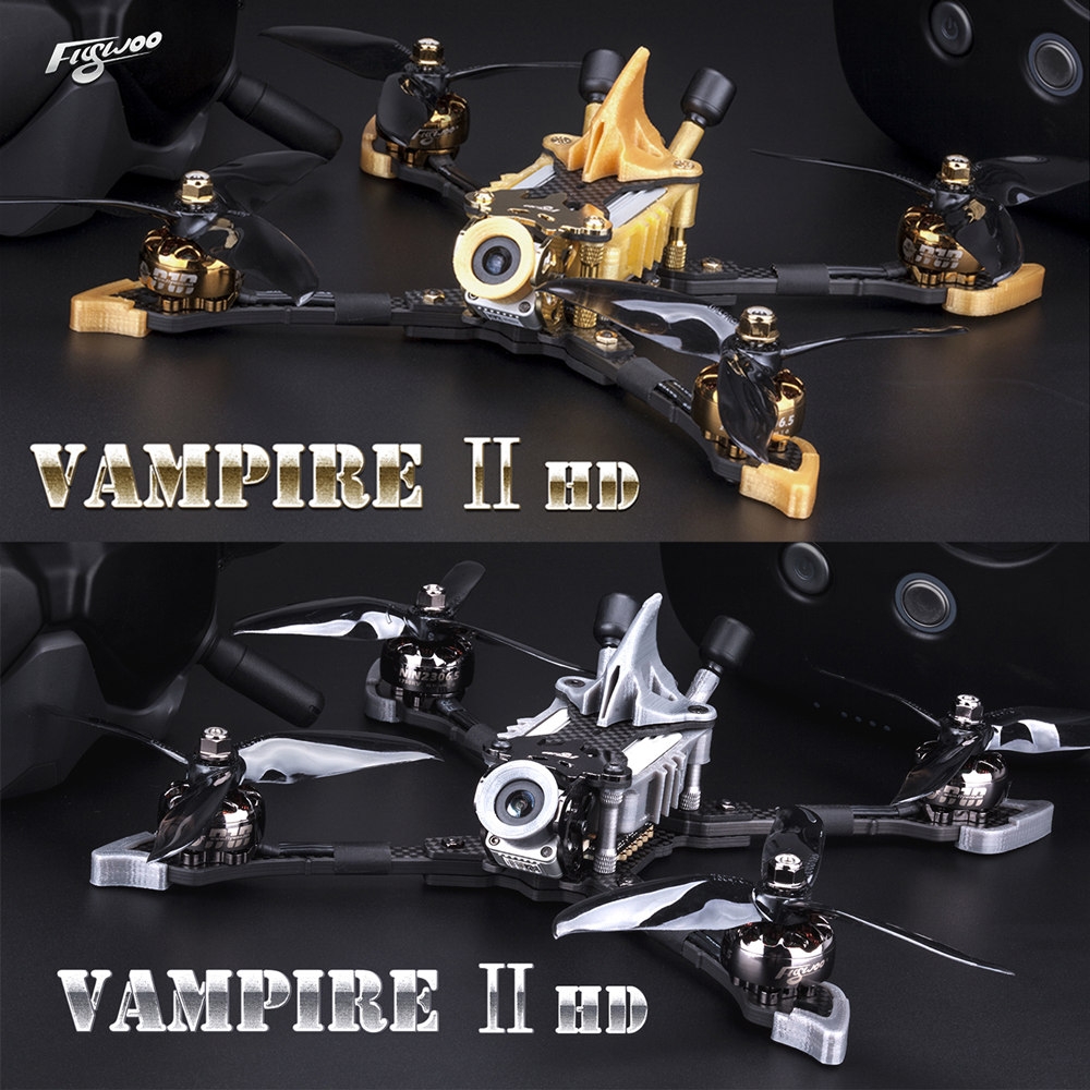 Flywoo Vampire2 HD 210mm 5mm Arm 3K Carbon Fiber 5.1 Inch Racing Frame Kit Compatible w/ DJI Air Unit