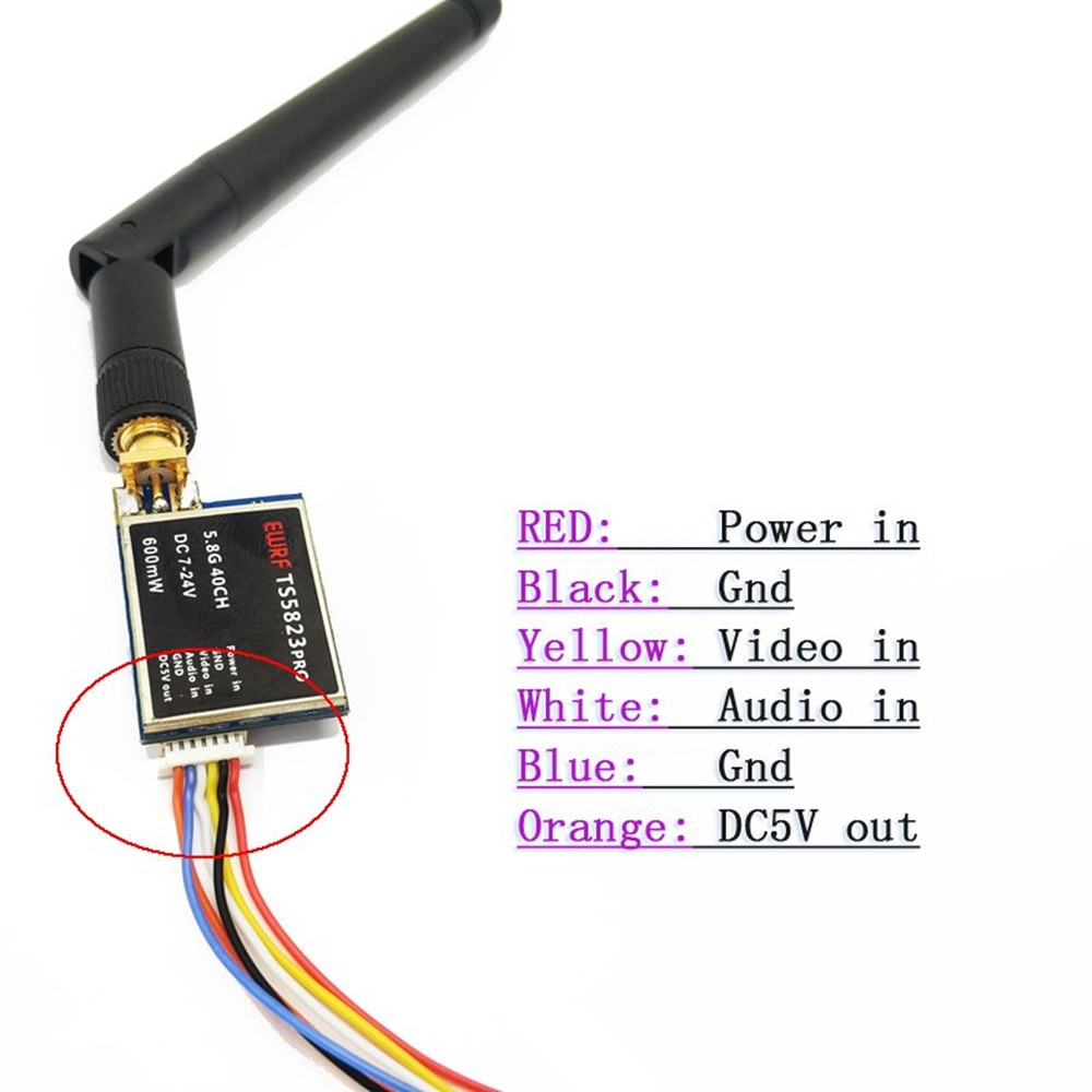 Upgraded EWRF TS5823Pro 5.8GHz 40CH 600mW FPV Transmitter VTX With CMOS 1200TVL Camera For RC FPV Racing Drone Models