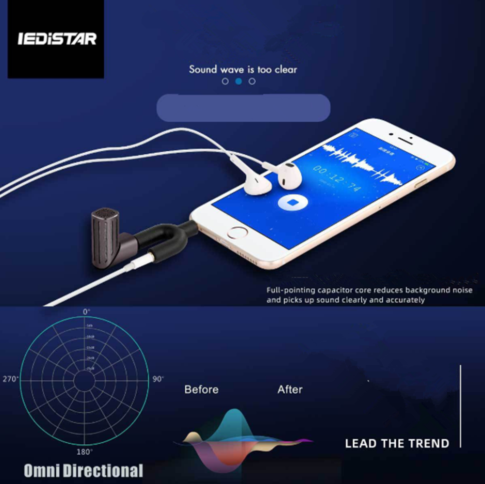 Micro Folding Microphone Vlog Recording Microphone 90 Degree Rotation Compatible with IOS /iphone/ipad/Macbook/Android