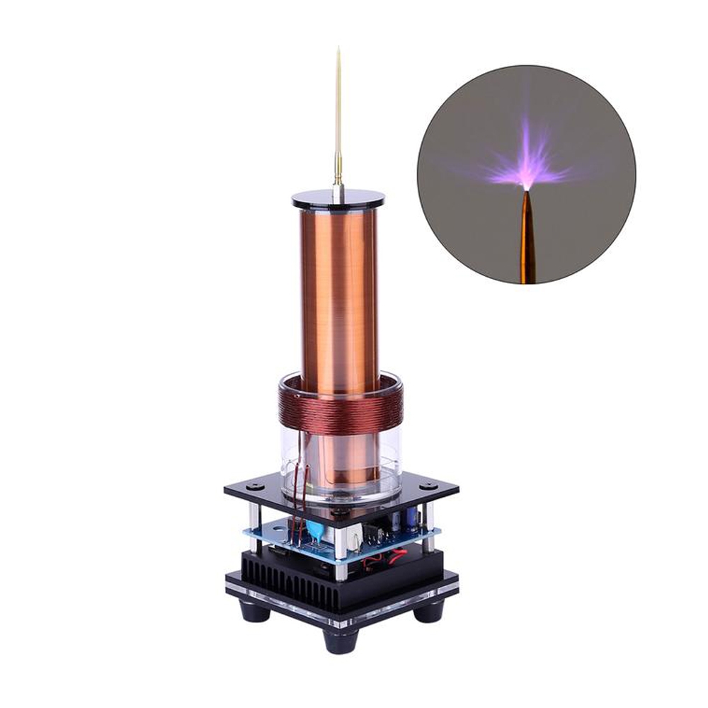 Music Tesla Coil Acrylic Base Shell Arc Plasma Loudspeaker Wireless Transmission Experiment Desktop Toys Model