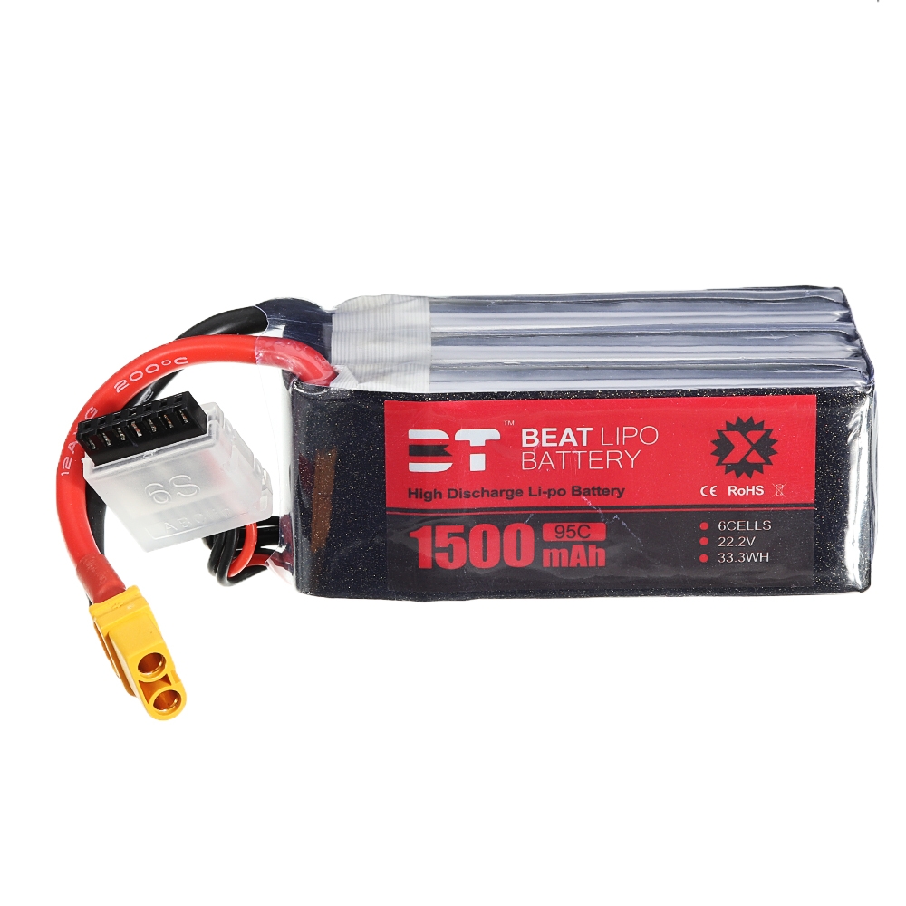 BT 22.2V 1500mAh 95C 6S Lipo Battery XT60 Plug for RC Racing Drone