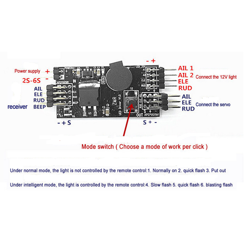 URUAV SL01 2S-6S Night Flight LED Light Strip Controller W/ 5V/12V Control Board Module Set For RC Airplane FPV Racer Drone