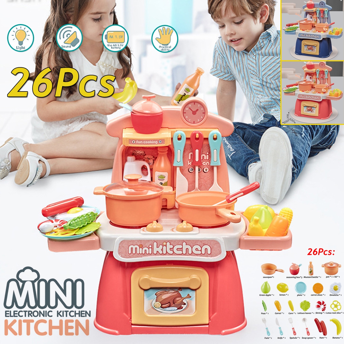 26 IN 1 Kitchen Playset Multifunctional Supermarket Table Toys for Children's Gifts