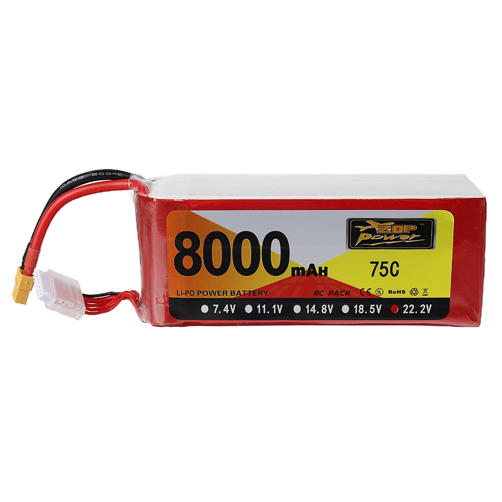 ZOP Power 22.2V 8000mAh 75C 6S Lipo Battery XT60 Plug for RC Drone