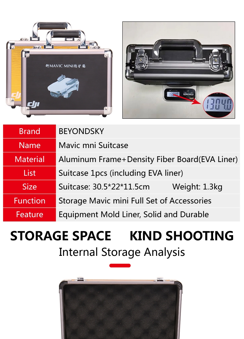 Portable Hard-Shell Aluminum Alloy Suitcase Storage Bag Protective Carrying Box Case for DJI MAVIC Mini Drone
