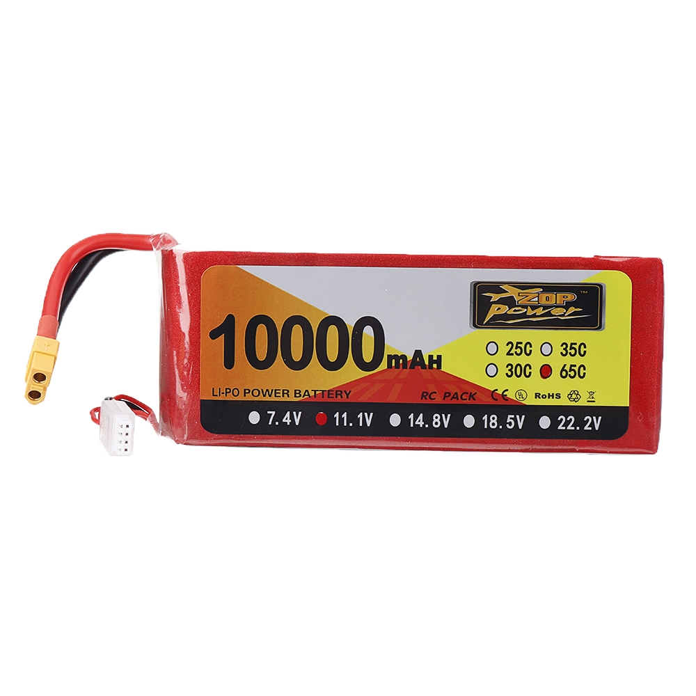 ZOP Power 11.1V 10000mAh 65C 3S Lipo Battery XT60 Plug for FPV RC Quadcopter Agriculture Drone