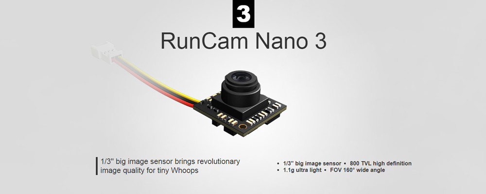 RunCam Nano 3 1/3'' 800TVL 1.1g Ultra Light FOV 160° Wide Angle NTSC CMOS FPV Camera for FPV RC Drone