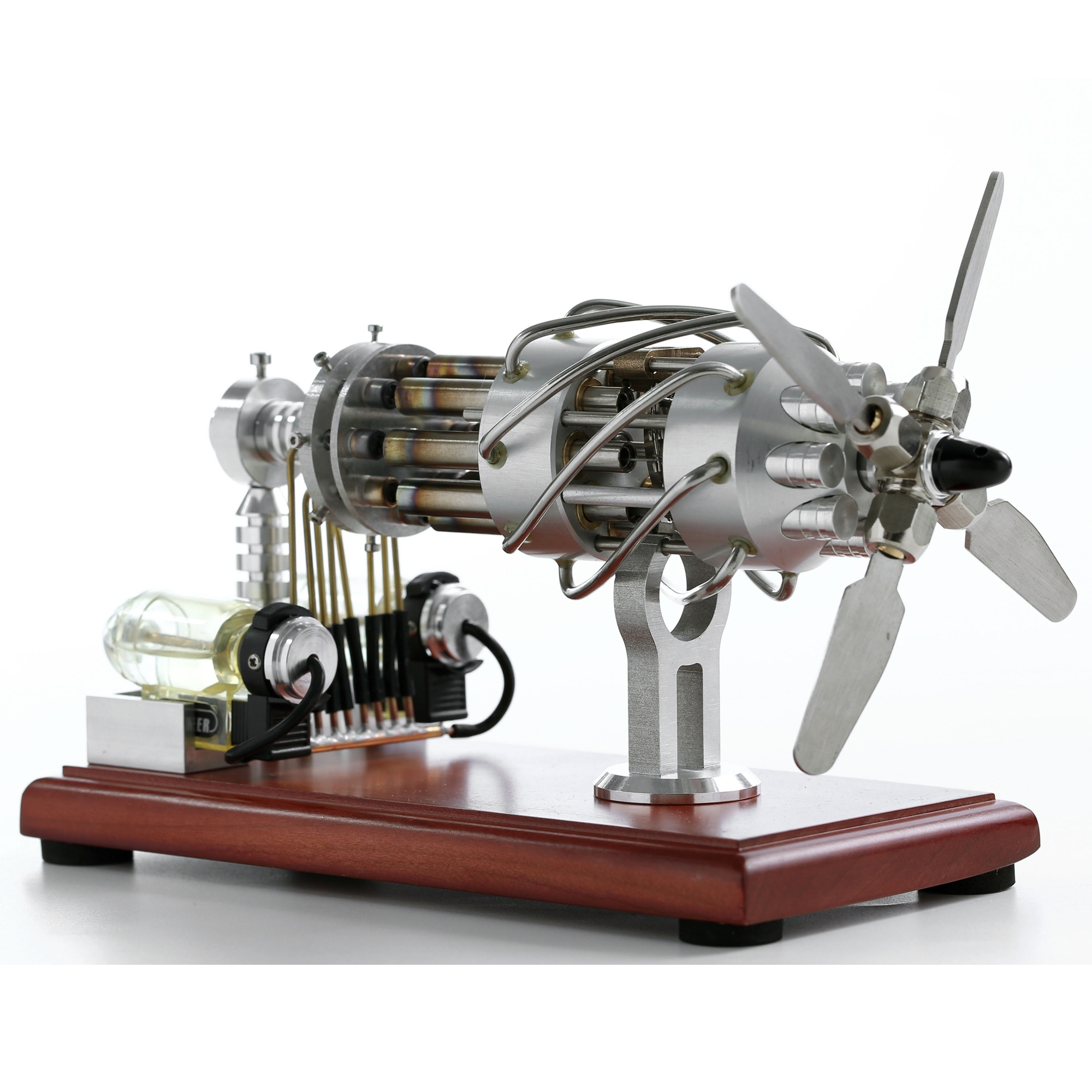 Newest Version 16 Cylinder Dual Fuel Bottle Hot Air Motor Generator Creative Stirling Engine Model Toy