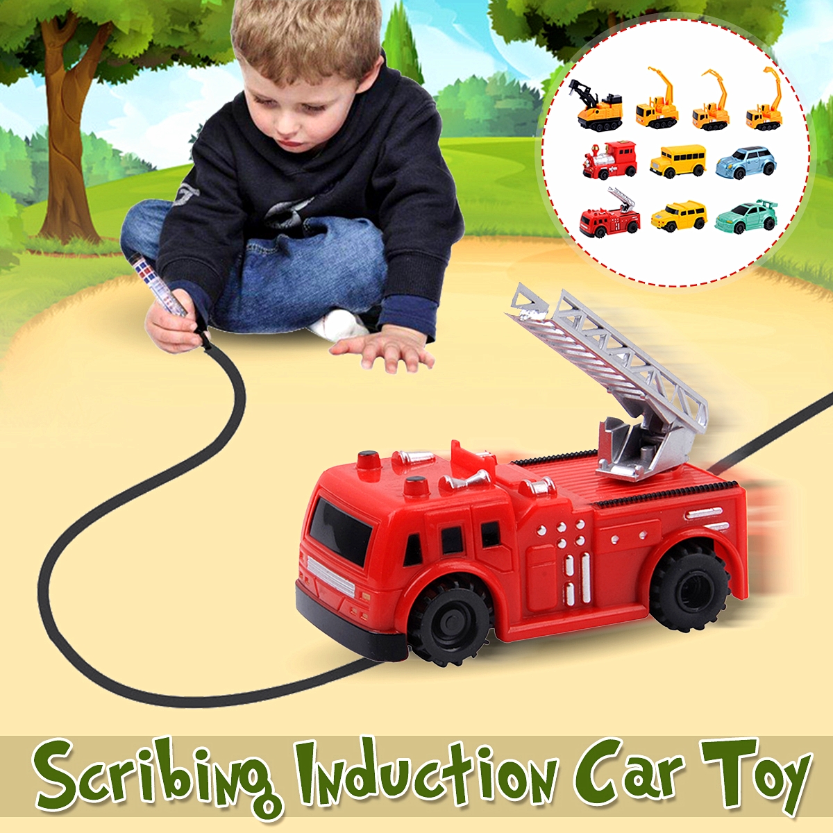 Scribing Induction Car Creative Follow Any Drawn Line Pen Inductive Cute Diecast Model for Children Gift