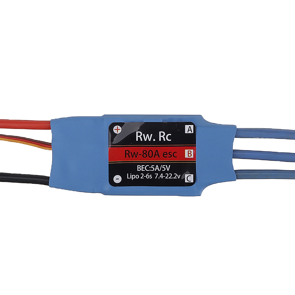RW.RC 80A Brushless ESC 5V5A BEC 2S-6S for RC Models Fixed Wing Quadcopter Miltirotor