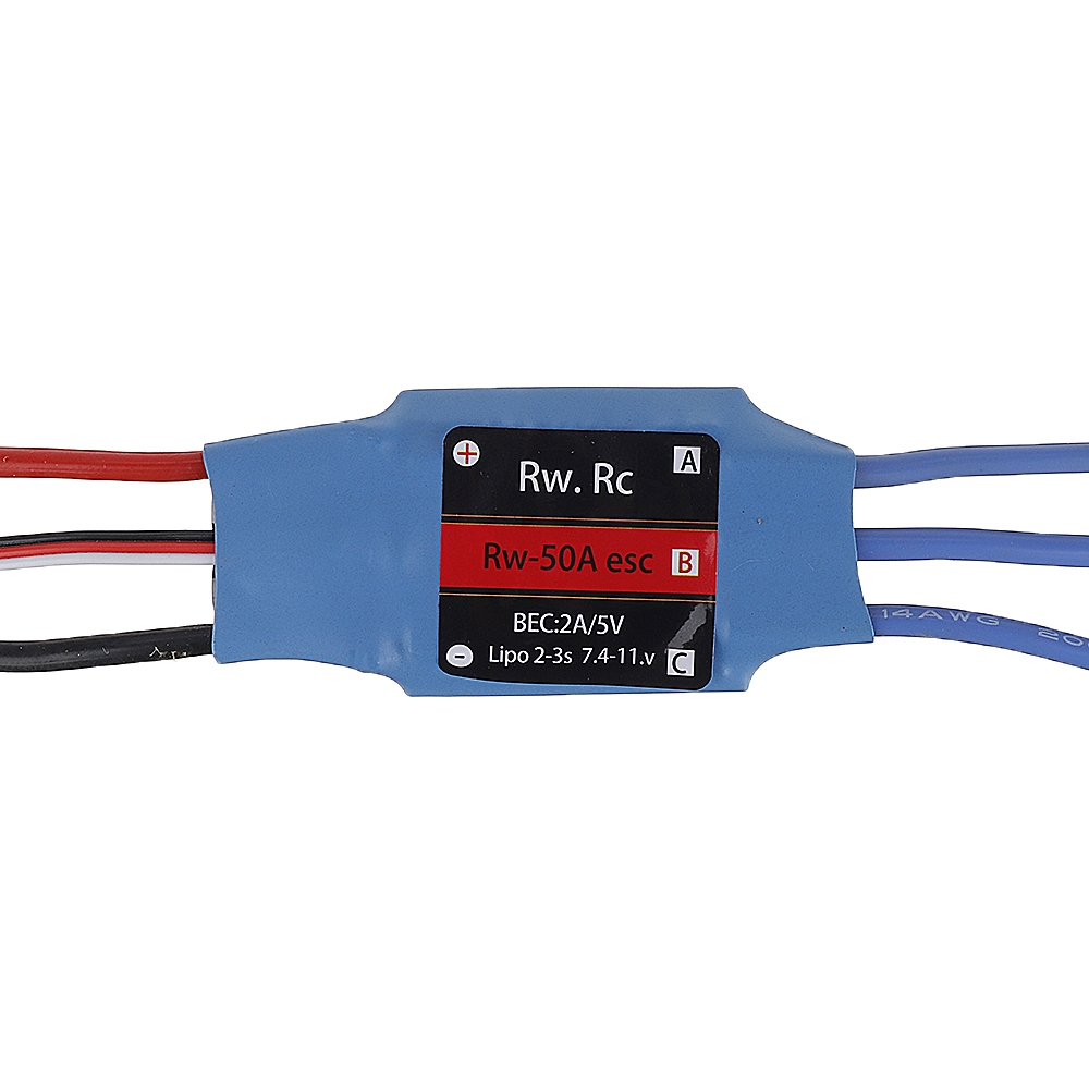 RW.RC 50A Brushless ESC 5V2A BEC 2S 3S for RC Models Fixed Wing Quadcopter Miltirotor