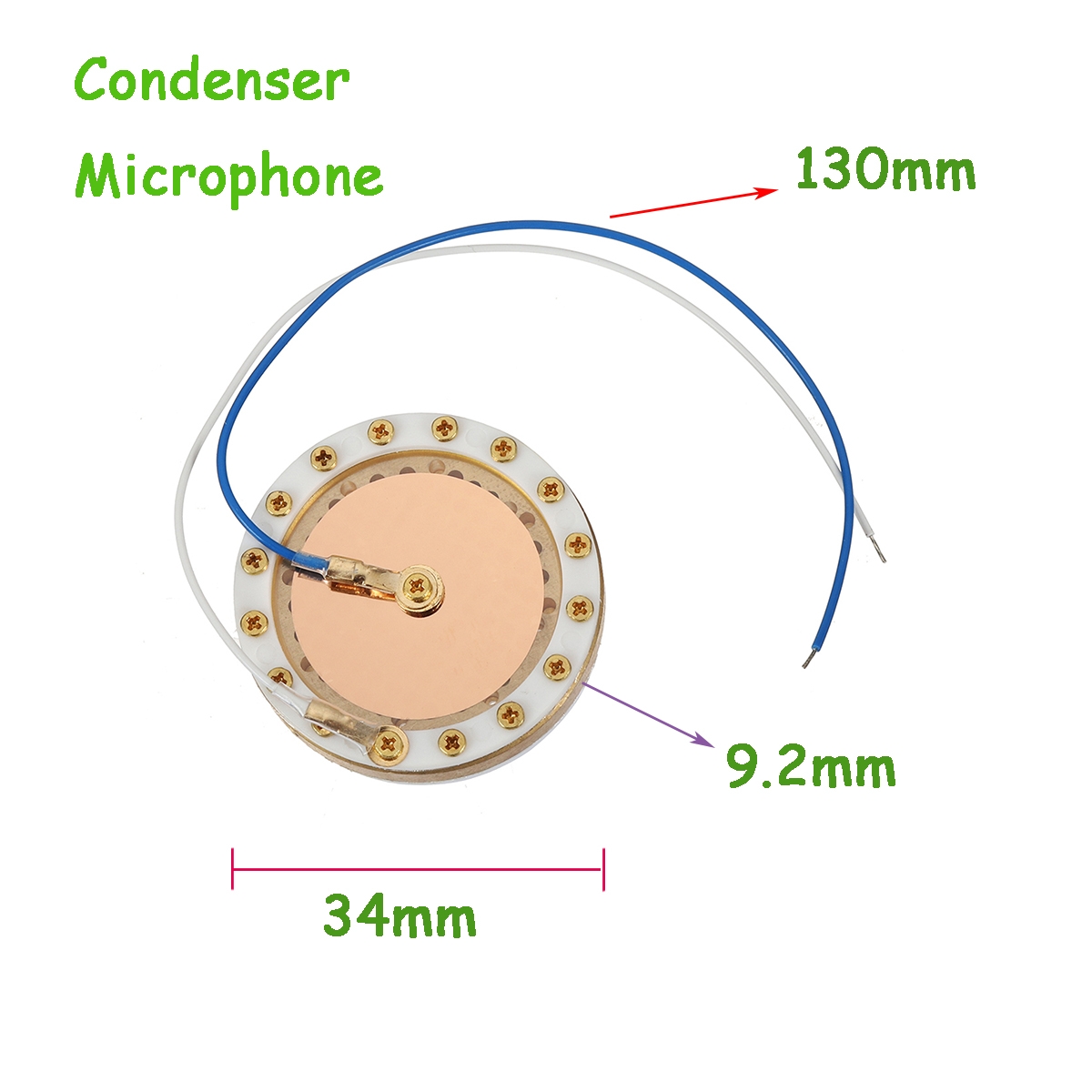 34mm Microphone Condenser Large Mylar Capsule Diaphragm Cartridge Core Mic