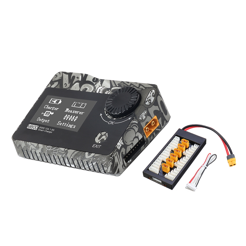 ToolkitRC & URUAV M800 300W 15A DC Smart 1-8S Lipo Battery Balance Charger Discharger Skull Version With XT60 Plug Parallel Charging Board - Photo: 1