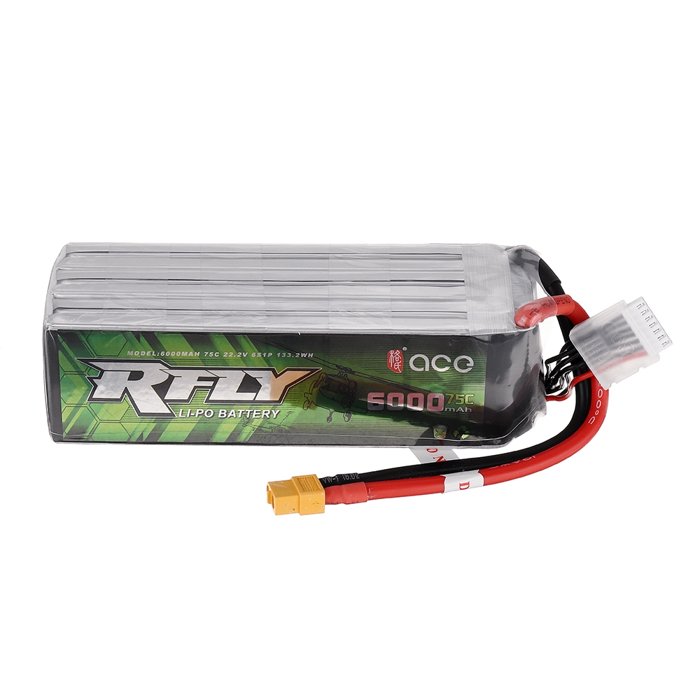 ACE RFLY 22.2V 6000mAh 75C 6S Lipo Battery for RC 700 Helicopter A-10 Thunderbolt II 70mm Airplane