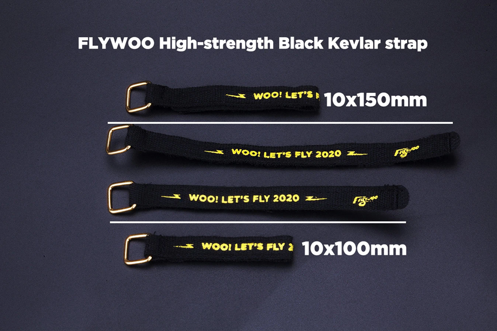 2 PCS Flywoo 10x100mm / 10x150mm High-Strength Kevalar Battery Strap w/ Golden Buckle for RC Drone