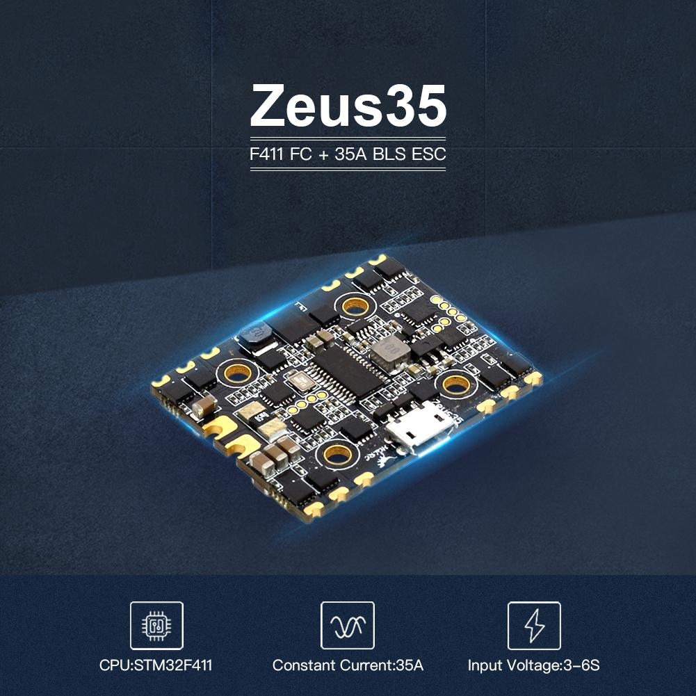 HGLRC Zeus35 AIO F4 3-6S Flight Controller & 35A Blheli_S 4 In 1 Brushless ESC 20x20mm for Cinewhoop FPV Racing Drone