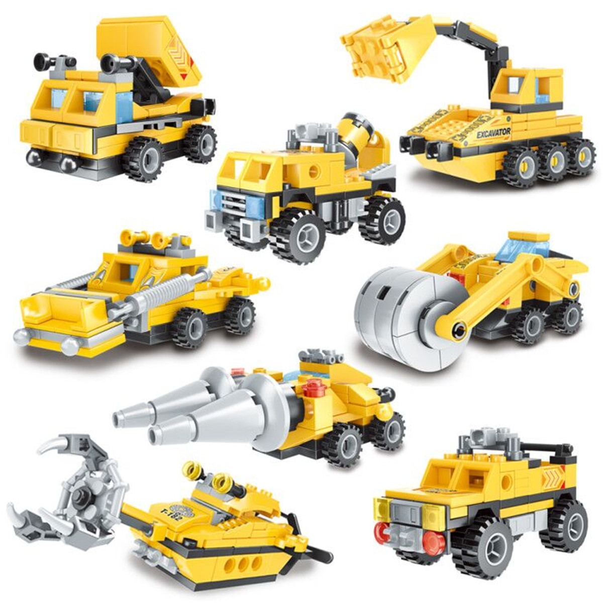 Multiple Styles Plastic Diecast Car Model Blocks Assemble Deformed Mech for Kids Gift