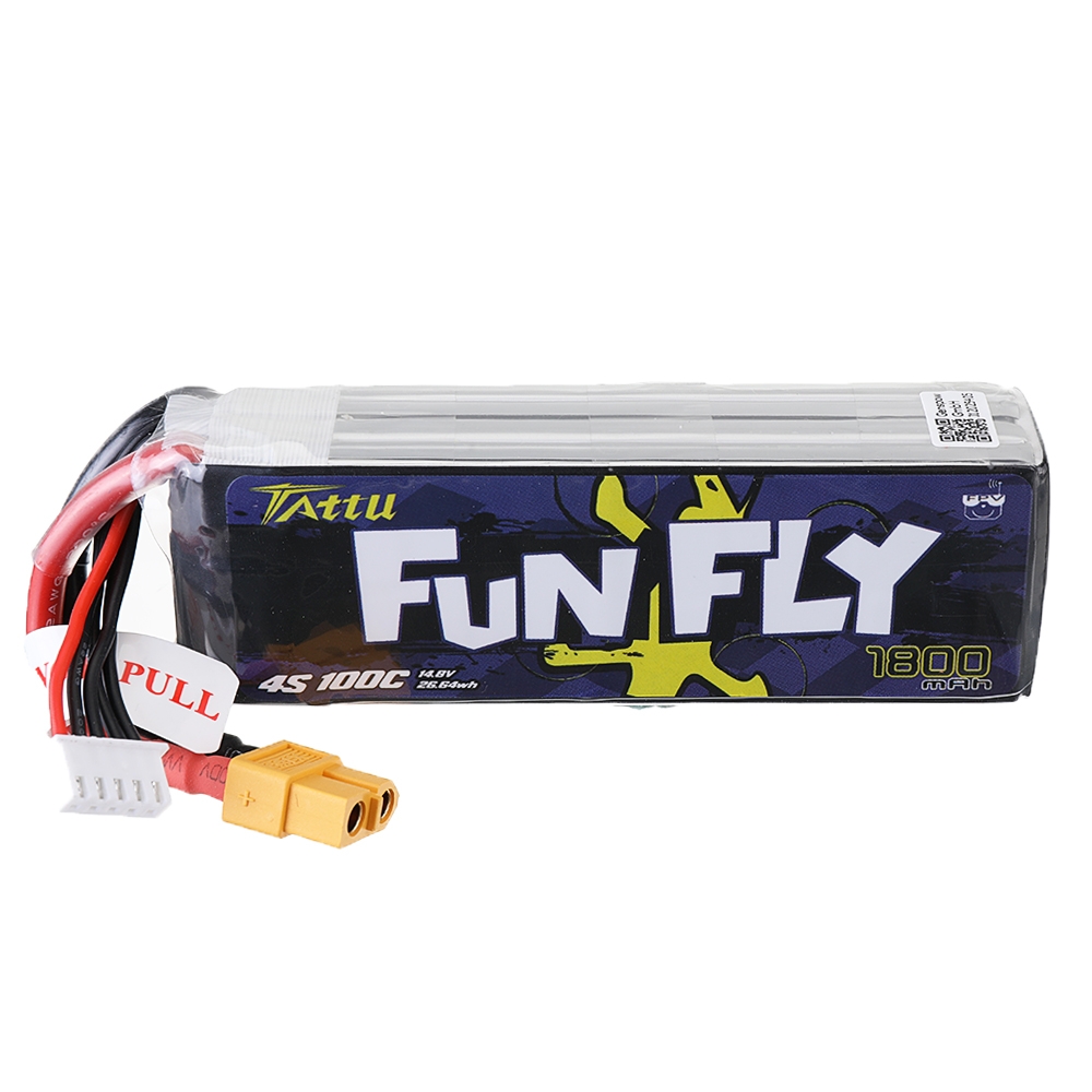 TATTU FUNFLY 14.8V 1800mAh 100C 4S Lipo Battery XT60 Plug for Cockroach V2 225mm Frame RC Drone