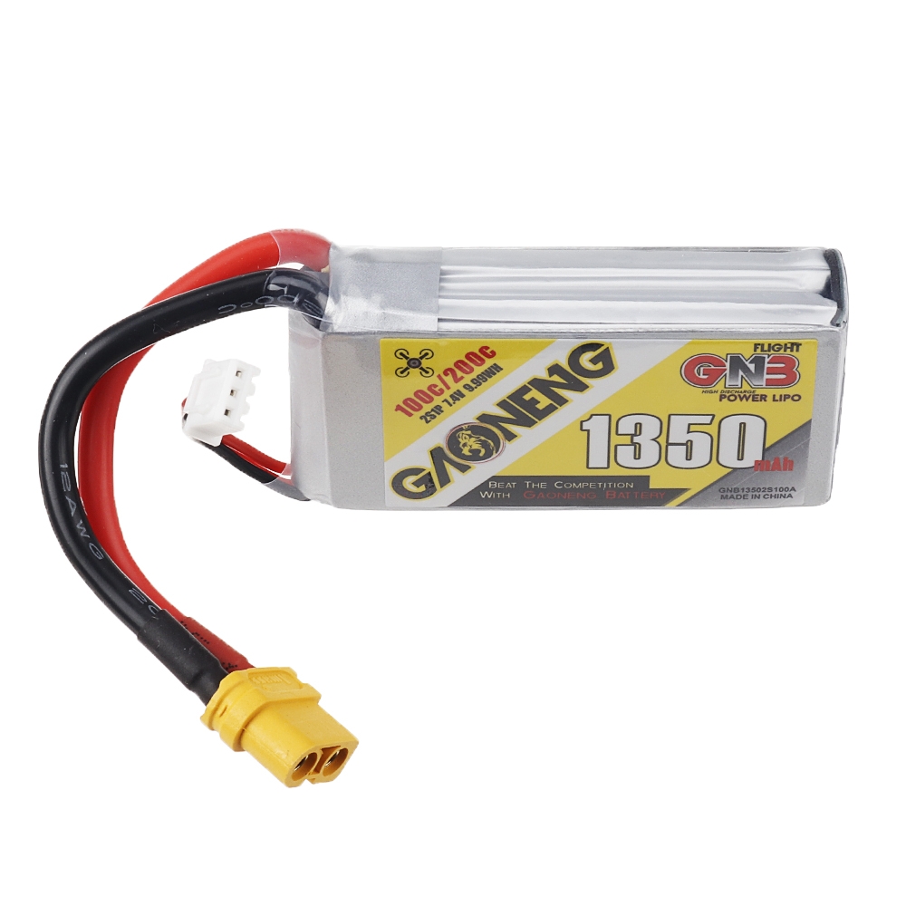 Gaoneng GNB 7.4V 1350mAh 100C 2S Lipo Battery XT60U-F Plug for RC Models Multicopter Frame