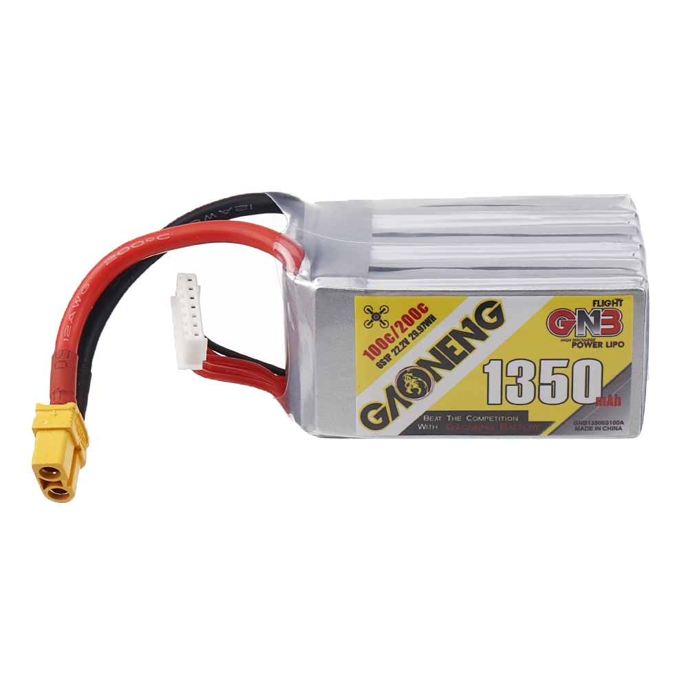 Gaoneng GNB 22.2V 1350mAh 100C 6S Lipo Battery XT60 Plug for HyperLite Floss 2.1 Team Edition Drone Frame