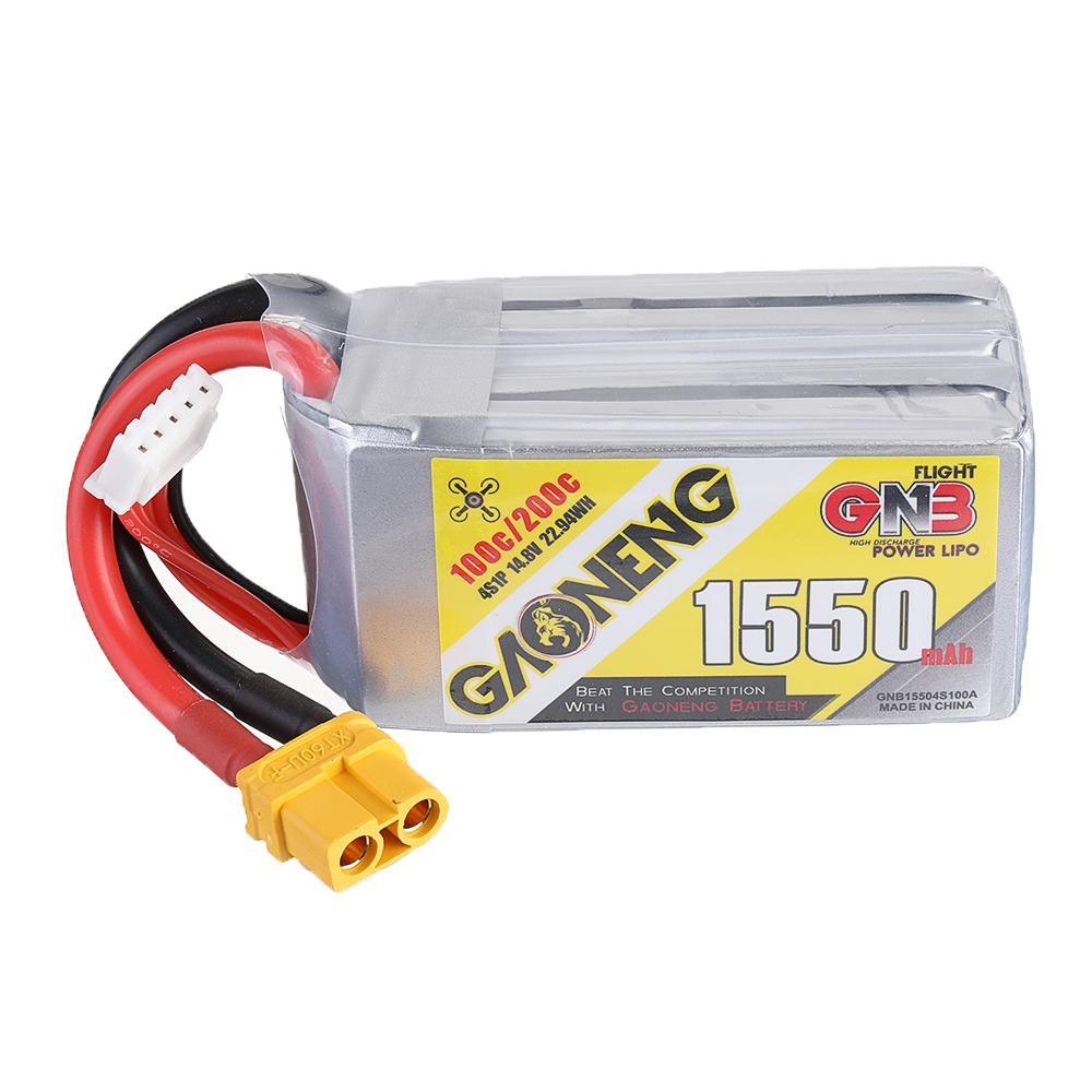 Gaoneng GNB 14.8V 1550mAh 100C 4S Lipo Battery XT60U-F Plug for TransTEC Laser Lite FPV Frame Racing Drone