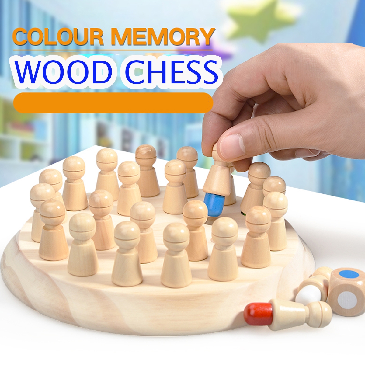 Wooden Memory Match Chess Game Clip Beads Toys Montessori Educational Toys for Children