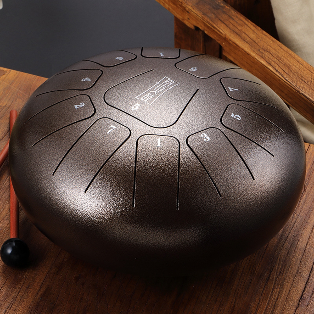 10 Inch 11 Notes D Tune Steel Tongue Percussion Drum Handpan Instrument with Drum Mallets and Bag