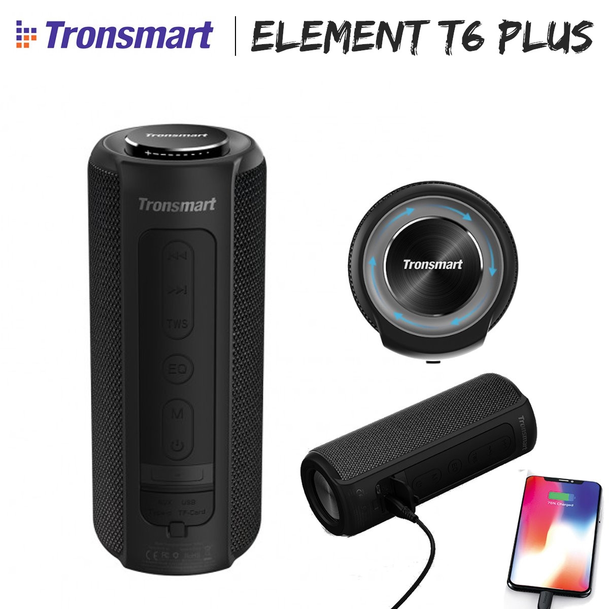 Tronsmart Element T6 Plus 40W IPX6 Bluetooth 5.0 Portable Wireless Speaker