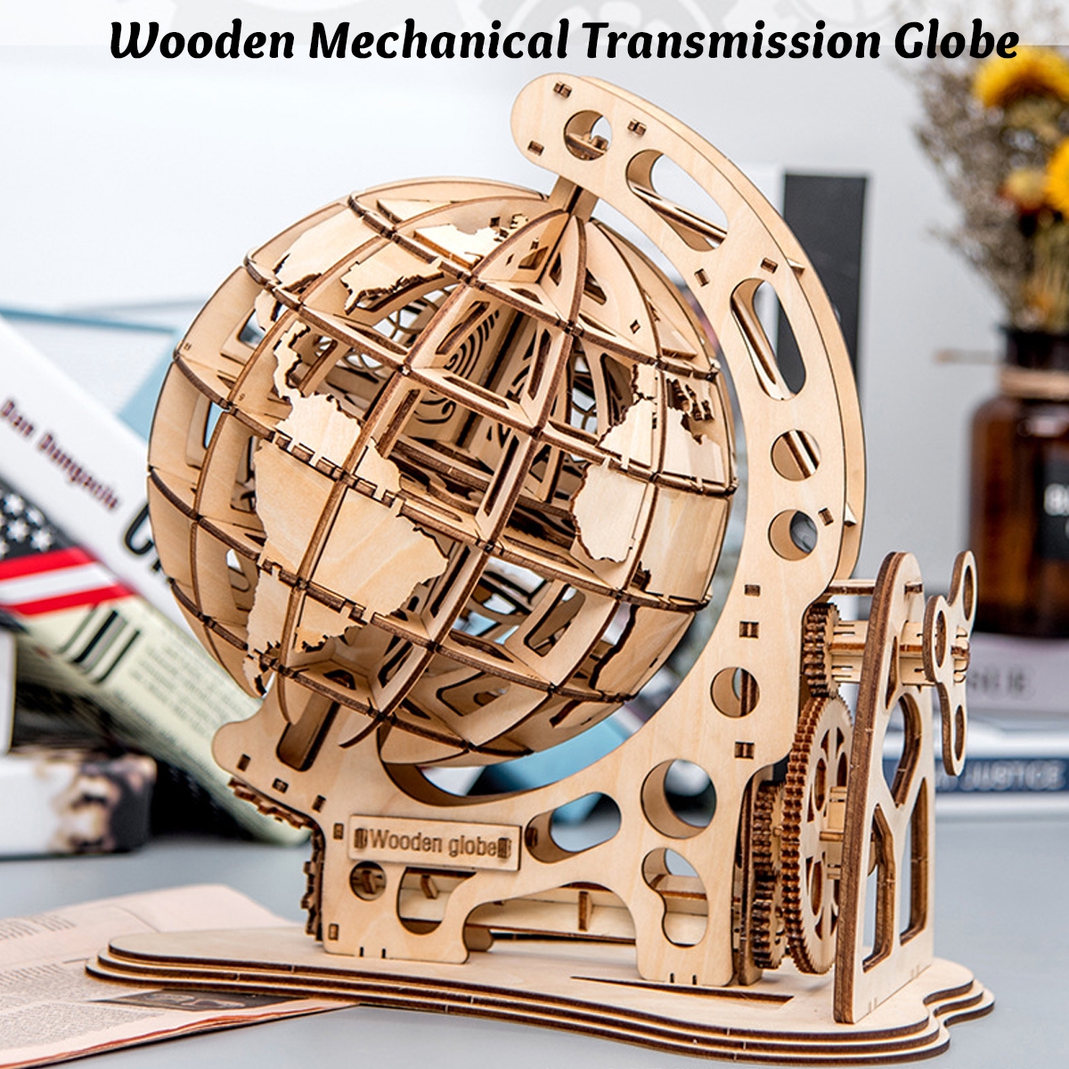 Wooden Pendulum Globe Model Ornaments Assemble Toys