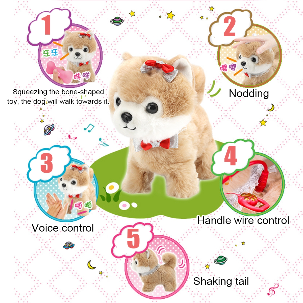 Simulation Electric Dog Leash Smart Plush Toys Will Walk And Call Electronic Pet Dog